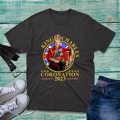 Buy King Charles III Coronation 2023 T-Shirt Crown CR III His Majesty Union Jack Top • 9.99£