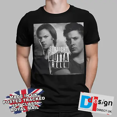 Buy Supernatural  T-shirt Straight Outta Hell Winchester Classic Retro Tee Usa • 9.99£