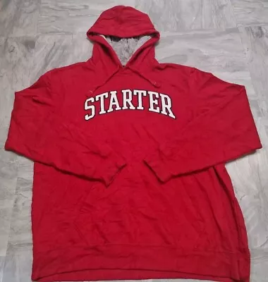Buy Vintage Starter Red Thick Set Hoodie Size Us L Uk L Preloved Embroidered • 18.99£