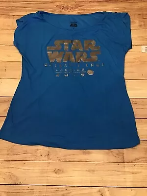 Buy Disney Womens Star Wars Galaxy’s Edge Landing 2019 Blue Shirt Size Small S NEW • 10.35£