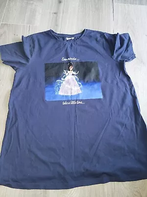 Buy Ladies Blue Cinderella Tshirt Oversize Size 8 Primark • 3£
