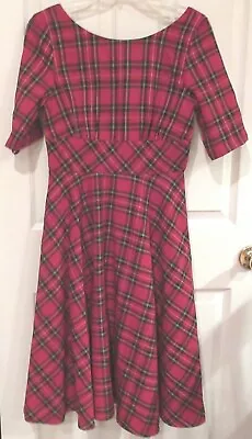 Buy HELL BUNNY Irvine~RED PLAID DRESS~size Small~NEW~RETRO Checks~TARTAN • 75.50£