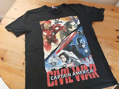 Buy MENS MARVEL Captain America CIVIL WAR Black Cotton T-shirt - Size 2XL - Used • 4.75£