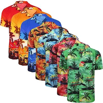 Buy Mens Hawaiian Palm Sunset Printed Shirt Stag Beach Party Fancy Dress Holiday New • 7.99£