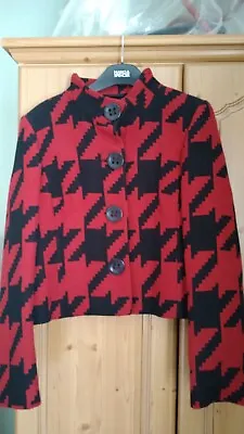 Buy M&S - Red And Black Patterned Ladies Blazer Jacket Size 14  • 18£