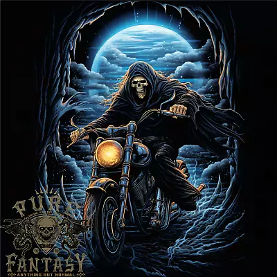 Buy Skull Biker Motorcycle Motorbike Grim Reaper 10 Mens T-Shirt 100% Cotton • 10.75£
