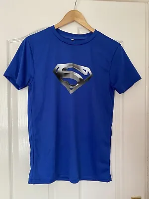Buy Mens Printed Superman T - Shirt Shiny Soft Material Crew Neck Medium 👍🏻🔥Blue • 12.99£
