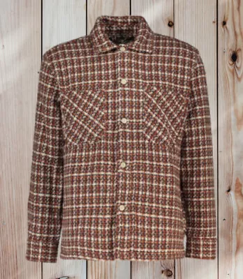 Buy Folk Arrow Overshirt Shacket Chore Jacket  3 M Rust Brown Heavy Thick Knit Wool • 65£