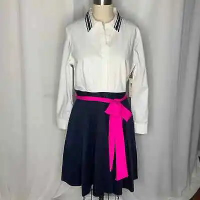 Buy Eliza J Shirt Dress With Pleated Skirt And Sash NWT • 70.87£