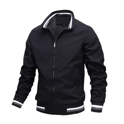 Buy Mens Classic Bomber Jacket Retro Casual Scooter Zip Coat Outerwear Athletic Tops • 15.39£