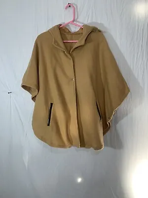 Buy Ladies One Size Camel Coloured Hooded Cape (P) • 2.99£