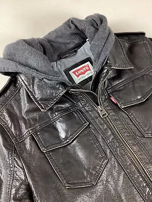 Buy Levi’s Faux Leather Jacket Hooded Size S • 28.99£