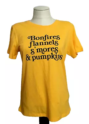 Buy POSITIVITEES BONFIRES FLANNELS Yellow-Gold Screen Print T-Shirt Sz S (4-6) • 3.33£