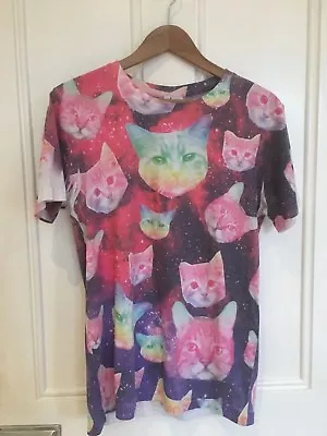 Buy Mens Hype Multi Colour Cats, Universe T-Shirt, Size Small • 12£