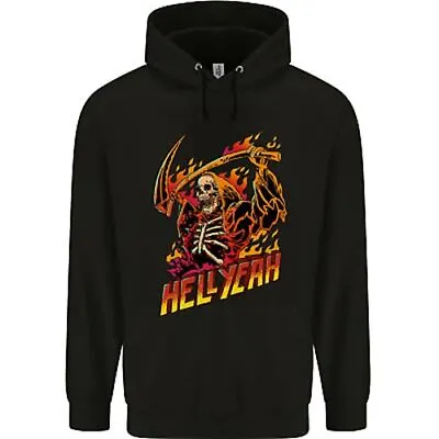 Buy Hell Yeah Grim Reaper Skull Heavy Metal Mens 80% Cotton Hoodie • 24.99£
