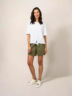Buy White Stuff Women's Tie Hem Top Cotton Short Sleeve Crew Neck Casual T-Shirt • 20£