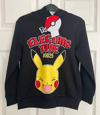 Buy NEW Pokémon Pikachu Electric Type Black Hoodie Size 8-9, 9-10, 11-12 & 12-13 Yrs • 10£