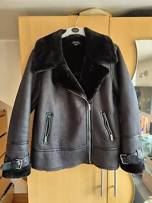 Buy New Look Black Fur Aviator Jacket Size Large • 36£