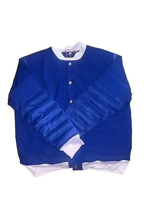 Buy New Balance Bomber Varsity Jacket Blue And White With Black Logo On Back • 46.25£