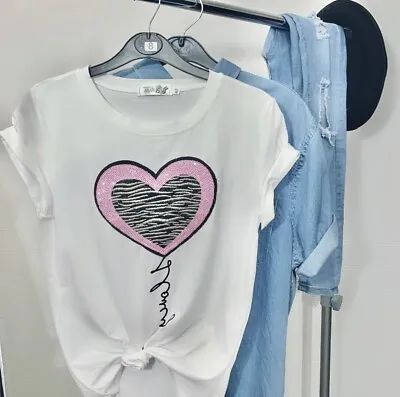Buy Womens White T Shirt Cute Heart Easter Bunny Gift Ladies Basic Casual Top • 7.99£