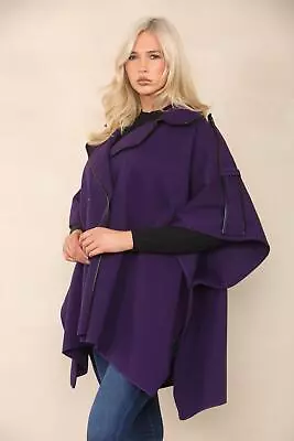 Buy Womens Double Breasted Cape Coat Poncho Outwear Casual Wool Blend Loose Jackets • 24.99£