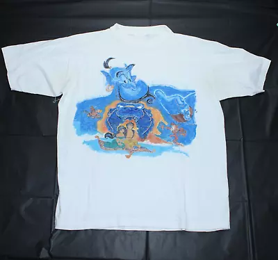 Buy Vintage Aladdin T Shirt White Large Genie Princess Jasmine USA Disney 90s • 19.99£