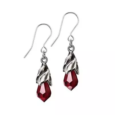 Buy Official Alchemy Gothic Empyrean Red Tear Pewter Drop Earrings - Fine Jewellery • 16.99£