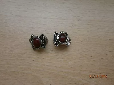 Buy Clip On Earings Costume Jewellery Gothic Style  Reddish Brown  Oval Stone • 4.99£