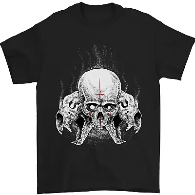 Buy Satanic Skulls Gothic Biker Heavy Metal Mens T-Shirt 100% Cotton • 12.48£