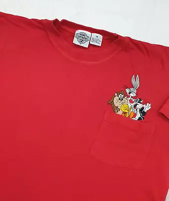 Buy Acme Clothing Co. Looney Tunes Embroidered Vintage 1991 T-Shirt Pocket Tee M • 29.95£