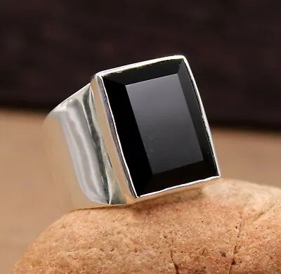 Buy Solid 925 Sterling Silver Jewelry Black Onyx Gemstone Men's Daily Wear Ring  • 30.12£