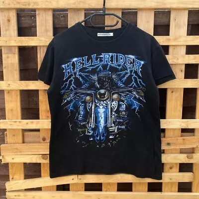 Buy Vintage Hellrider Lightning Motorcycle Black T-shirt XS • 12.99£