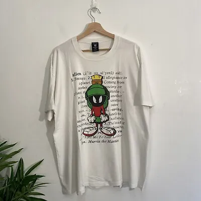 Buy Marvin The Martian White Tshirt XXL Warner Bros 1996 Single Stitch • 39.95£