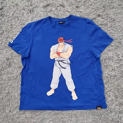 Buy Primark / CAPCOM: Street Fighter - Ryu - Blue Crew Neck T-Shirt - 2XL (MINT) • 7.25£