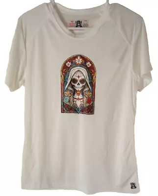 Buy Bad Boutique Womans Shirt Med White Gothic Cathedral Skull Design Cap Sleeve Tee • 16.79£