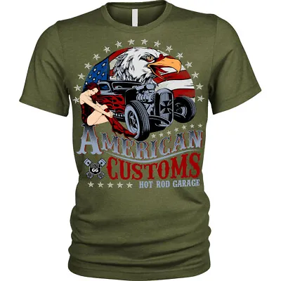 Buy American Customs T-Shirt Hotrod Garage Pinup Use Classic Rockabilly Unisex Mens • 12.95£
