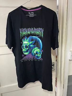 Buy Rick And Morty Mens Black Cotton T-Shirt Size XL Round Neck • 6£