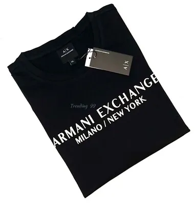 Buy Armani Exchange Milano NY Logo Men's Cotton Short Sleeve Crew Neck T-Shirt_Black • 27.99£