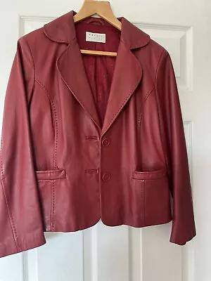 Buy Precis Petite Buttersoft Leather Jacket Size 14 Dark Red • 20£