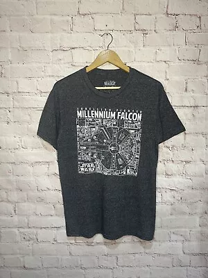 Buy Star Wars Millennium Falcon T Shirt Graphic Print Grey Tee Size Medium • 9.99£