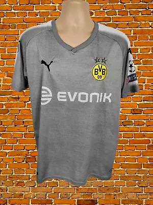 Buy Men Puma Uk Large Grey Bvb Dortmund Football Club Sport Shirt Tshirt Top Reus 11 • 34.99£