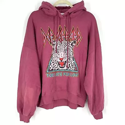 Buy Daydreamer Def Leppard Too Late For Love Oversized Hoodie Sweatershirt Pink XS • 63.94£
