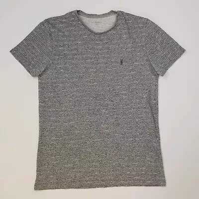 Buy AllSaints T-Shirt HEAVY Cotton SMALL Grey Mens Crew Neck Striped Cotton 100% • 16.99£