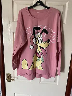 Buy Disney Dog Pluto Top Kawaii XL 16 18 Pink Soft Comfy Long Sleeve Sweatshirt Xmas • 1.99£