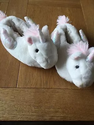 Buy Girls Unicorn Slippers Size 13 From Next Fluffy White Nearly New Need A Wash  • 3.94£