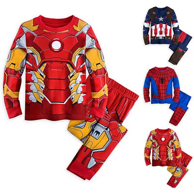 Buy Super Hero Iron Man Pyjamas Kids Sleepwear Boys Nightwear Pj's Novelty Outfits • 8.49£
