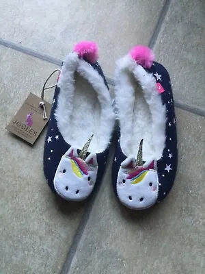 Buy Girls Unicorn Slippers Faux Fur Lined From Joules Size UK 1 - 2 New RRP £14.95 • 3£