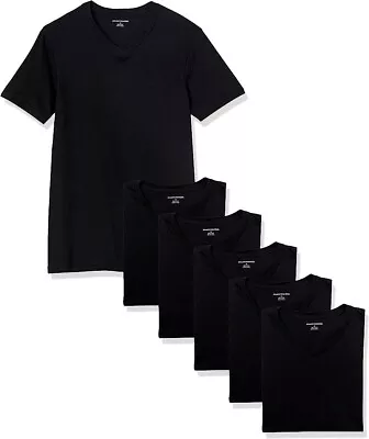 Buy New Amazon Essentials Men's V-Neck Black T Shirts, Pack Of 6 BLACK UK L • 11.99£