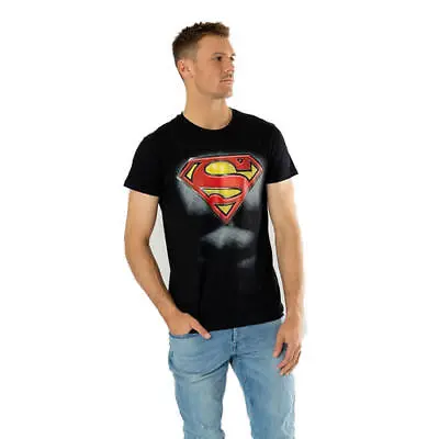 Buy Licesned Black Superman T-Shirt Mens Casual DC Top Adults Superhero Fancy Dress  • 9.99£