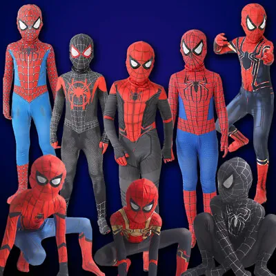Buy Kids Boys Spiderman Costume Tobey Superhero Outfit Jumpsuit Fancy Dress Clothes • 9.39£